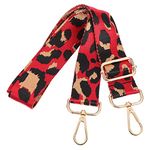 Chic Wide Adjustable Bag Strap Contrast Color Leopard Print Straps for Bag Crossbody (Red Leopard Print)