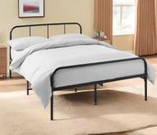 Direct Online Houseware House Of Home | Double Bed Frame Extra Strong Black with Rounded Headboard - Easy Assembly Bed Base, Under Storage with Sturdy Tube Slats & Center Support Legs - 6.5ft x 4.5ft