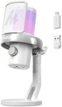 MAONO Microphone Wireless for PC, USB Microphone with Software AI Voice Change, Three-Level Noise Cancellation, Custom RGB Light, Mute, for Gaming, Podcasting, Streaming, Recording, DM40 Pro White