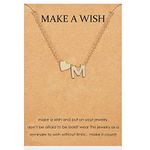 Make A Wish Necklace for Women Heart Initial Necklace Dainty Letter Necklace Monogram Name Necklace Trendy Alphabet Necklace Initial Pendant Necklace Birthday Christmas Gifts for Girls