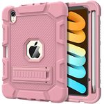 AZZSY Case for iPad Mini 6 8.3 Inch 2021 with Pencil Holder, Slim Heavy Duty Shockproof Rugged Protective Case for iPad Mini 6th Generation 8.3''2021 (Rose Gold)