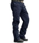 MAGCOMSEN Mens Work Trousers Multi Pockets Cotton Trousers Men Casual Outdoor Hiking Cargo Pants Military Style Tactical Combat Trousers Navy Blue