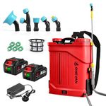 Battery Knapsack Sprayer, 20L Backpack Sprayer, 3.5L/Min Flow Cordless Garden Sprayer, 41Inch Retractable Wand, Mixing Function, Visible Water Level, 2×3.0Ah Battery, 5 Nozzles, for Lawn/Farm/Garden