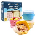 MINI SOUL 4 Pcs Food Storage Container for Baby, Cover Lid Stackable Milk Container, BPA Free Food Grade Material, Portable Snack Container for Infants, 120ml each, (Pack of 4, Multicolor)