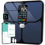 ABLEGRID Body Fat Scale,Digital Smart Bathroom Scale for Body Weight,Large LCD Display Screen,16 Body Composition Metrics BMI,Water Weigh,Heart Rate,Baby Mode,400lb,Rechargeable