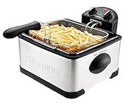 Chefman 4.5 Liter Deep Fryer w/Basket Strainer, XL Jumbo Size, Adjustable Temperature & Timer, Perfect for Fried Chicken, Shrimp, French Fries, Chips & More, Removable Oil Container, Stainless Steel