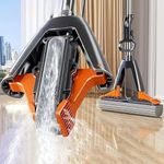 Brille Bee PVA Sponge Mop with, Easy Butterfly Squeeze Roller Mop for Floor Cleaning, for Kitchen, Bathroom, Office