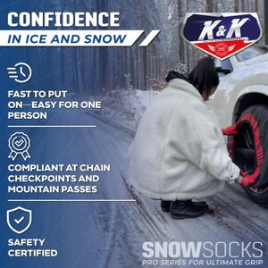 K&K Snow Socks XLarge – Winter Tire Traction Covers