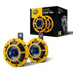 HELLA 922000731 Sharptone 12V High Tone/Low Tone Twin Horn Kit with Yellow Protective Grill, 2 Horns