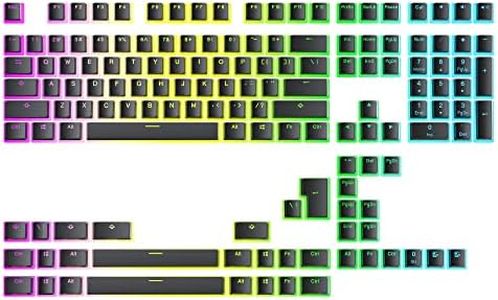 Ranked Pudding v2 PBT Keycaps | 145 Double Shot Translucent ANSI US & ISO Layout | OEM Profile for Full Size, TKL, 75%, 65% and 60% RGB Mechanical Gaming Keyboard (Black)