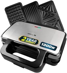 iBELL Sm3010M 3-In-1 Sandwich Maker Big Size, 1300 Watt, 2 Year Warranty, With Automatic Temperature Control And Detachable Plates For Toast/Waffle/Grill (28.5 X 25 10 Cmblack 3010)