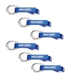 LOT: 6 Blue Bud Light Can/Bottle Opener Keychain