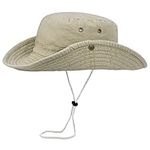 Sun-Hats-for-Men-with-UV-Protection-Wide-Brim Bucket Fishing Safari Boonie Hat for Summer (XL; 23 5/8-24), Khaki, X-Large