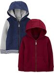 Simple Joys by Carter's Boys' Toddler 2-Pack Fleece Full Zip Hoodies, Blue/Burgundy, 5T