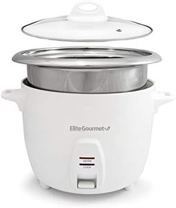Elite Gourmet ERC-2020 Electric Rice Cooker with Stainless Steel Inner Pot Makes Soups, Stews, Grains, Cereals, Keep Warm Feature, 20 Cups Cooked (10 Cups Uncooked), White
