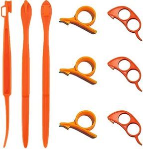 XiaZhiZhen Orange Peeler Citrus Peeler Fruit Peeler Plastic Peeler Kitchen Tool Easy Peeler for Lemon and Shaddock Orange Set of 9PCS Peelers (Orange)