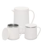 Jaypee Kupket Inner Insulated stainless steel Jug with 2 Cup coasters Set for Coffee Tea Hot and Cold, Cordless kettle, White