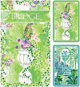 Caspari Jardin De Luxembourg Large Type Bridge Gift Sets - 2 Playing Card Decks & 2 Score Pads