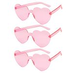 Jxuane 3 Pack Heart Shaped Sunglasses Ladies FashionRimless SunglassesVintage Love Heart Sunglasses for Pink Eyewear Shopping BeachOutdoor Party