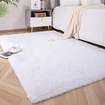 Foxmas Large Area Rugs for Living Room Bedroom 6x9 Feet, Fluffy Kids Room Plush Shaggy Nursery Rug Furry Throw Carpets for Boys Girls, College Dorm Fuzzy Rugs Home Decorate Rug, White