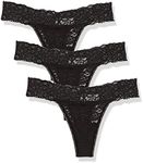 Maidenform Underwear Pack, All-Over Lace Thong Panties for Women, 3-Pack, Black - 3 Pack, Medium