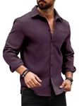 FORCE Men's Stylish Polyester Full Sleeve Casual Shirt (Wine, X-Large)