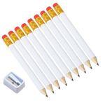 100 Pieces Golf Pencils and 1 Piece Sharpener RUIFUNETEK 4 Inches Golf Pencils with Eraser, Pre-Sharpened HB Pencils, Mini Round Pencils for School Office