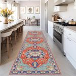 GFZDAMZ Boho Runner Rug 2x10 Hallway Indoor Washable Rug Vintage Rug Floral Runner Rugs with Rubber Backing Carpet Runner Ultra Thin Throw Rug for Bathroom Kitchen Living Room