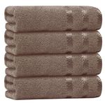 Casabella Luxury 4 Beige Hand Towels Splendid Quality - 100% Cotton Hand Towels for Bathroom (50X90 CM) - 4 Beige Hand Towels for Kitchen, Hotel, Gym