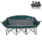 KingCamp 3 Person Camping Chair, Oversized Double Camping Chair, Outdoor Folding Loveseat Camping Chairs with Cup and Wine Glass Holder, Supports 660 lbs for Outside Picnic, Beach, Travel