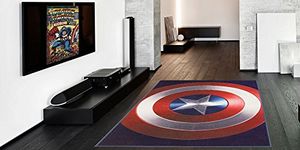 Gertmenian Kids Playroom & Game Room Carpet | Marvel Captain America Shield Childrens Rug | Kids Novelty Home Decor, Perfect Area Carpet for Boys Playroom, Bedroom | 54x78 Large, Navy Blue, 31114