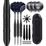 3 Pack Steel Darts Set 23g with Aluminum Shafts and 2 Style Flights + 1 Darts Case, Professional Metal Dart Tip Set (+3 More Spare Shafts)