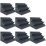 DEKIRU Acoustic Panels Bass Traps Corner Studio Foam, 8 Pack 12" X 7" X 7" Sound Proof Panels Noise Dampening Wall Soundproofing Padding, Ideal for Studio or Home Theater Corner Sound Treatment