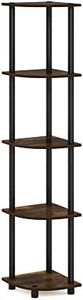 Furino Turn-N-Tube Corner Display Rack, Amber Pine/Black, 5 Tiers, Multi-Purpose, Round Tube