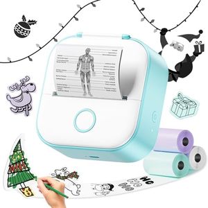 Phomemo T02 Sticker Printer with 3 Rolls Paper- Mini Printer Portable Thermal Printer Inkless Pocket Printer Bluetooth Photo Printer for Learning Assistance, Study Notes, Journal, Fun, Work