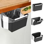 Ruucy Hanging Trash Can, Foldable Kitchen Bins Hanging Food Waste Bin Plastic, Small 5L Trash Bin Garbage Bin Wall Mounted for Cupboard Door, Cabinet Door, Car Seat(Gray)