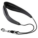 Saxophone Strap Genuine Leather Sax Neck Strap with Soft Thick Pad for Soprano Tenor Alto Sax and Clarinets Oboes