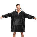 YOULIKE Blanket Hoodie Oversized Hoodie Blanket - Sherpa Fleece Wearable Blanket Hoodies for Women & Men, Comfy & Fluffy Hooded Blankets(Black)