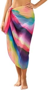 MissShorthair Women Beach Sarong Chiffon Swimsuit Cover Ups, High Slit Vacation Pareos Swimwear Bikini Wrap Bathing Suit