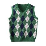 KID1234 Boys Jumper Kids Knit Vest Cotton Knitwear Sleeveless Sweater Pullover 4-14 Years Kids Clothes Green