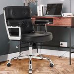 Furb Big and Tall Office Desk Chair, Faux Leather Executive Home Office Desk Chairs, Height Adjustable Swivel Task Chair with Padded Armrest, Computer Chair with Rocking Function (Silver Black)