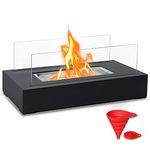 BRIAN & DANY BRIAN & DANY Ventless Tabletop Portable Fire Bowl Pot Bio Ethanol Fireplace Indoor Outdoor Fire Pit in Black w/Fire Killer and Funnel