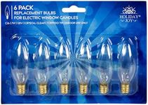 Holiday Joy - Crystal Clear Torpedo Tip Candelabra Replacement Bulbs - Great for Electric Window Candle Lamps - 7W - 120 Volts - E12 (6 Pack)