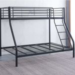 REINFORCED BEDS Holt Triple Bunk Bed, Bottom Bunk 135cm x 190cm, Top Bunk 90cm x 190cm, Black, Strong Bunk Bed, Suitable for Adult Use, Easy Assembly, Reinforced Mesh Base, Reversible Ladder