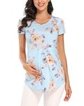 Love2Mi Maternity Top Short Sleeve Pregnancy T-Shirt Summer Tunic Flower80 M