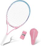 PIKASEN 17-25" Kids Tennis Racket Best Starter Kit for Kids Age 4 and Under with Shoulder Strap Bag and Mini Tennis Racket Toddler Tennis Raquet (25 inch Pink)