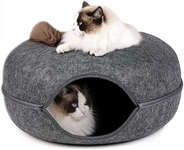 Bininl Cat Tunnel,Peekaboo Cave Bed for Indoor Cats,Donut Tunnel for Pet Cat House,Detachable Round Felt & Washable Interior Play Tunnel(24 Inch, Dark Grey)