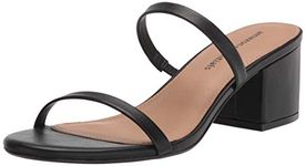 Amazon Essentials Women's Thin Two Strap Heeled Slide, Black, 5