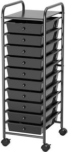 SimpleHouseware 10 Drawer Trolley Storage Cart, Black