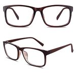 Happy Store CN12 Casual Fashion Basic Square Frame Clear Lens Eye Glasses,Brown